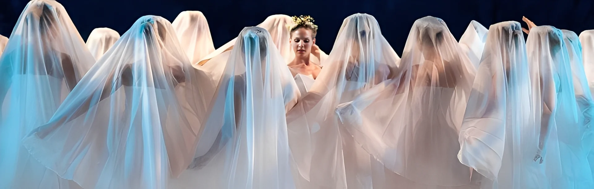 Ballet dancers with veils on stage.