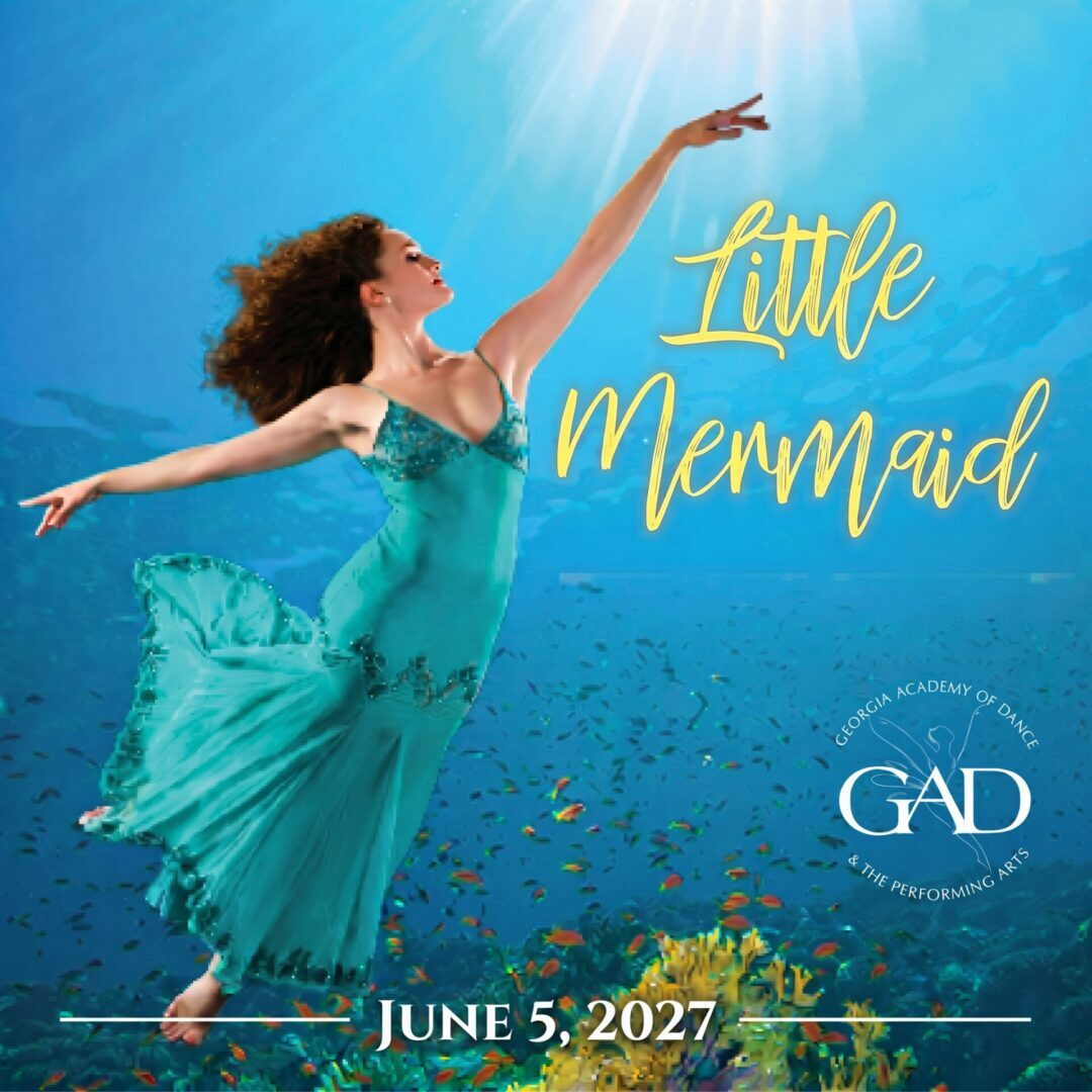 Underwater dancer in green dress, "Little Mermaid